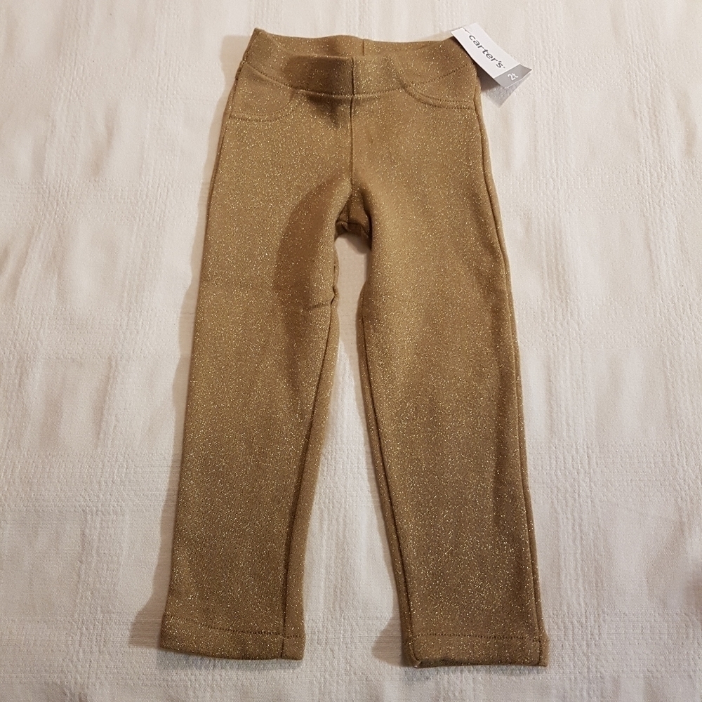 Carter's girls size 2T gold sparkly pull on pants holiday wear